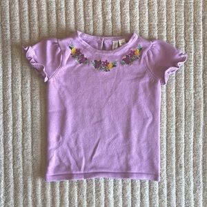 Janie and Jack purple sweater top with embroidered flowers, Girls size 4, EUC